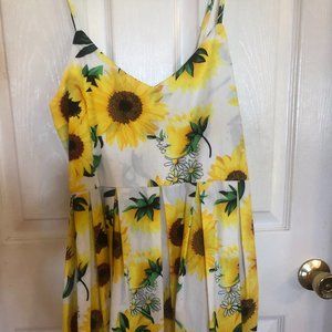 Sunflower inspired spaghetti strap dress/tunic XL